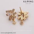 93464 Latest jewelry design environmental copper gold plated drop earrings for ladies